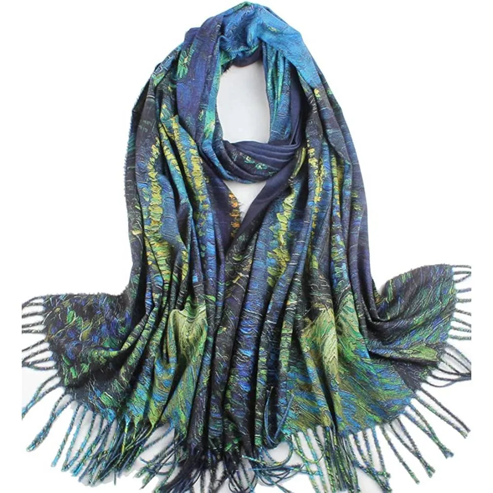 Soft Cashmere Feel Scarf For Women Elegant Art Print Winter Warm Scarves Large Shawl Wrap Monet Klimt Van Gogh Gifts | Multiple Colors