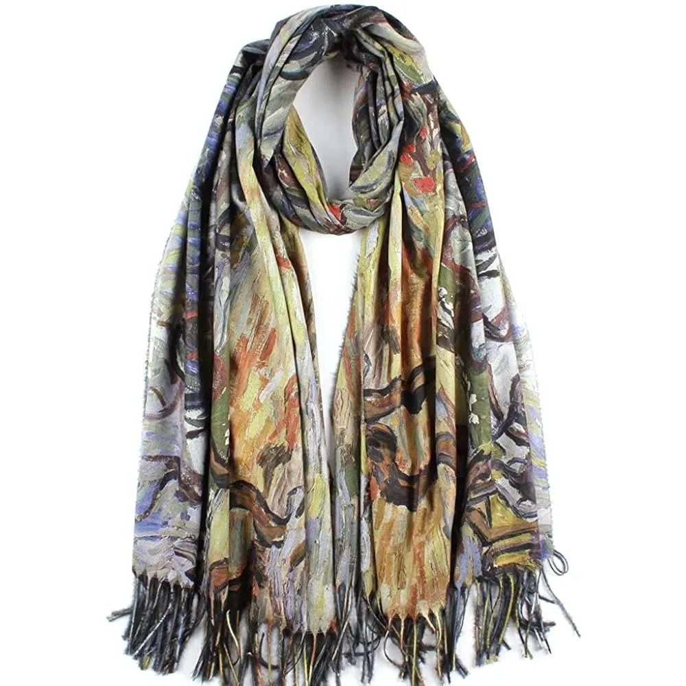 Soft Cashmere Feel Scarf For Women Elegant Art Print Winter Warm Scarves Large Shawl Wrap Monet Klimt Van Gogh Gifts | Multiple Colors
