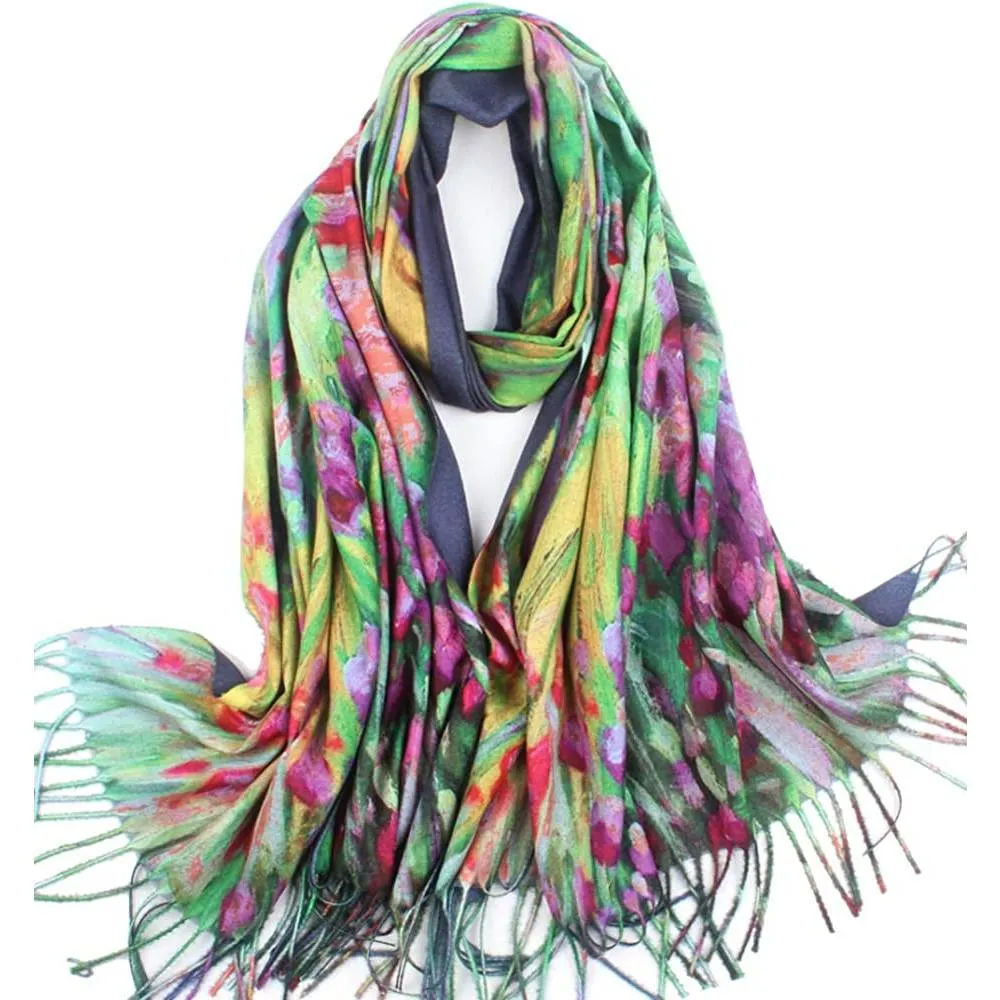 Soft Cashmere Feel Scarf For Women Elegant Art Print Winter Warm Scarves Large Shawl Wrap Monet Klimt Van Gogh Gifts | Multiple Colors