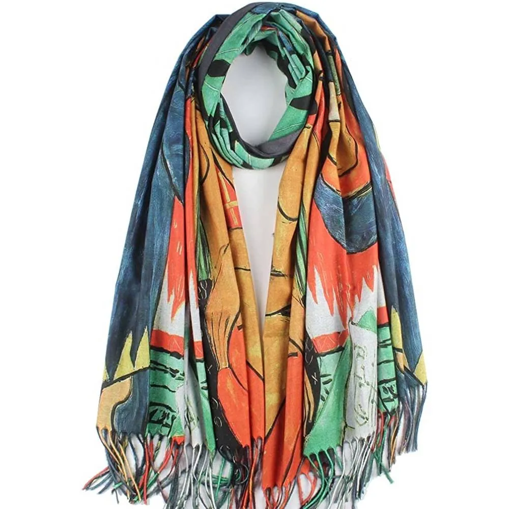 Soft Cashmere Feel Scarf For Women Elegant Art Print Winter Warm Scarves Large Shawl Wrap Monet Klimt Van Gogh Gifts | Multiple Colors