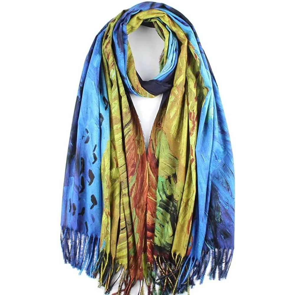 Soft Cashmere Feel Scarf For Women Elegant Art Print Winter Warm Scarves Large Shawl Wrap Monet Klimt Van Gogh Gifts | Multiple Colors