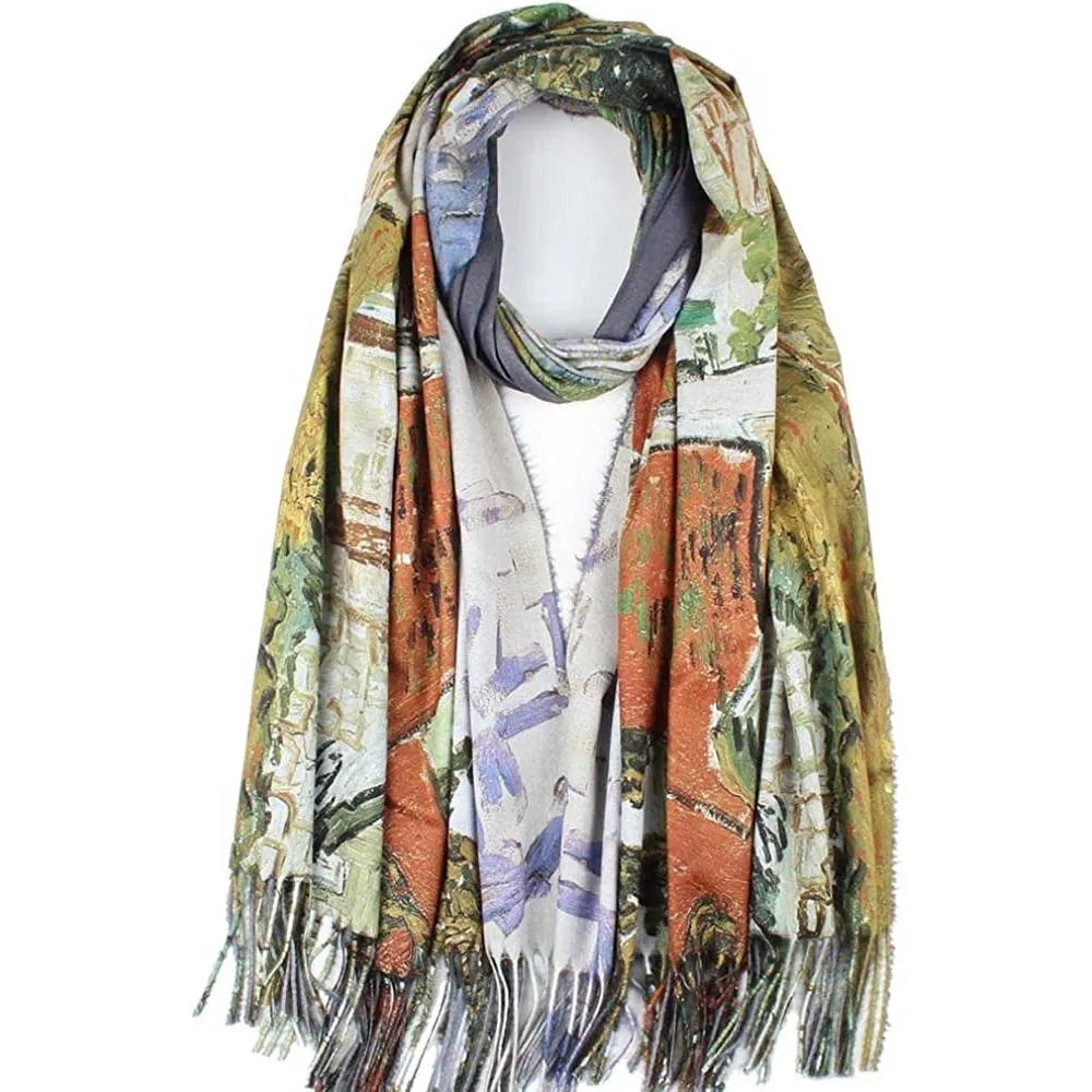 Soft Cashmere Feel Scarf For Women Elegant Art Print Winter Warm Scarves Large Shawl Wrap Monet Klimt Van Gogh Gifts | Multiple Colors
