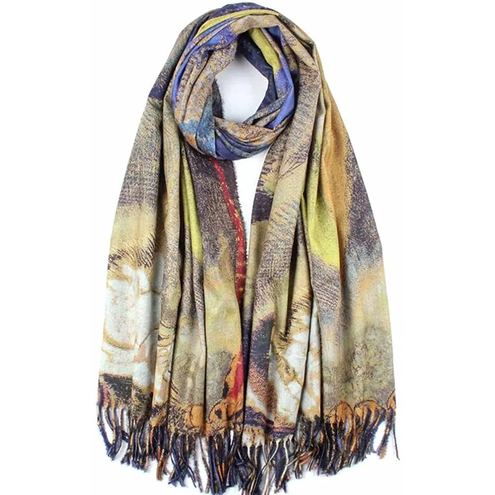 Soft Cashmere Feel Scarf For Women Elegant Art Print Winter Warm Scarves Large Shawl Wrap Monet Klimt Van Gogh Gifts | Multiple Colors