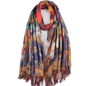 Soft Cashmere Feel Scarf For Women Elegant Art Print Winter Warm Scarves Large Shawl Wrap Monet Klimt Van Gogh Gifts | Multiple Colors