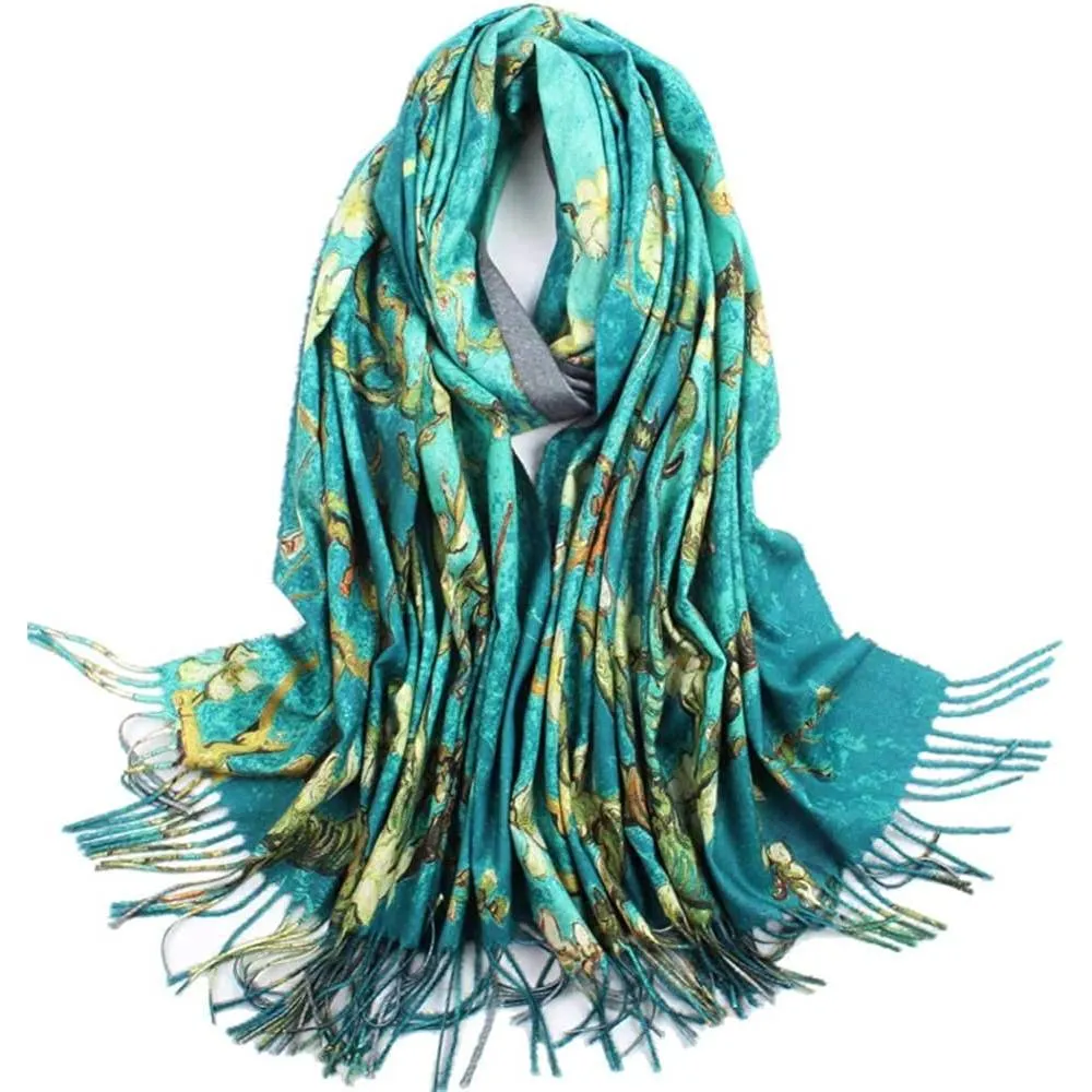 Soft Cashmere Feel Scarf For Women Elegant Art Print Winter Warm Scarves Large Shawl Wrap Monet Klimt Van Gogh Gifts | Multiple Colors