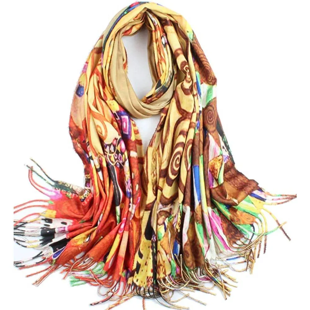 Soft Cashmere Feel Scarf For Women Elegant Art Print Winter Warm Scarves Large Shawl Wrap Monet Klimt Van Gogh Gifts | Multiple Colors