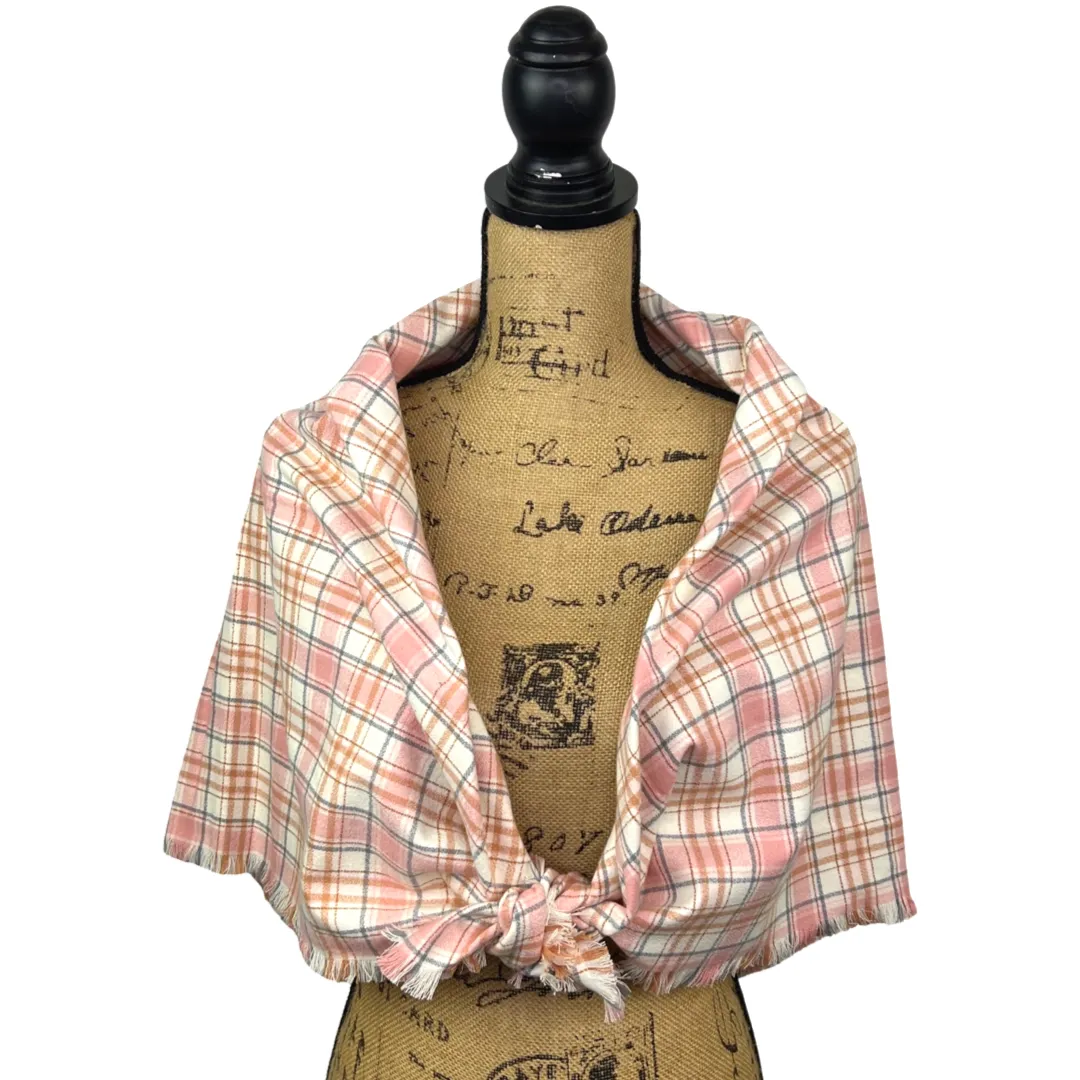 Soft Pink and White with Accents of Rust and Grey Luxe Collection Plaid Infinity and Blanket Scarves