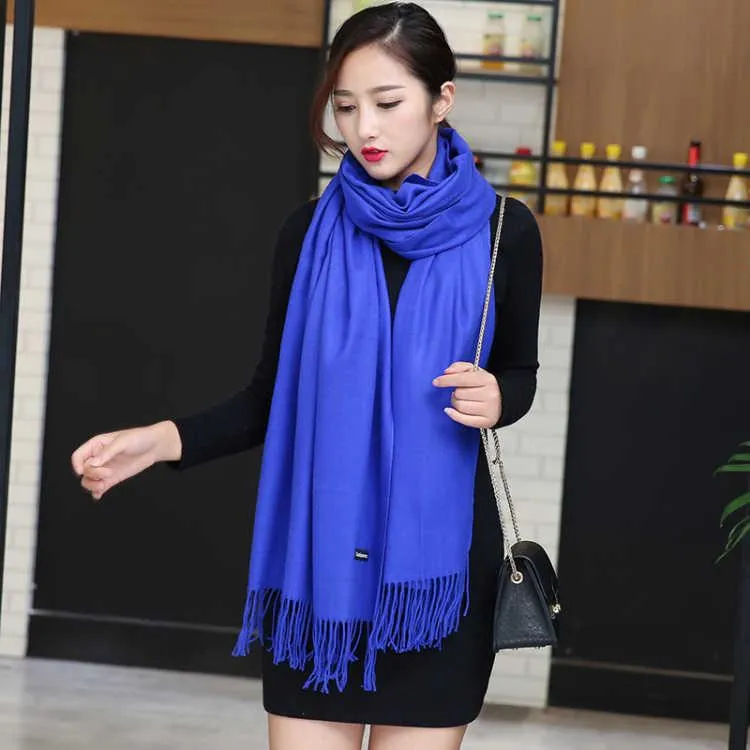 Solid Color Soft Women Scarf Cashmere Scarves Ladies Shawl Wrap Fall Winter Pashmina Unisex