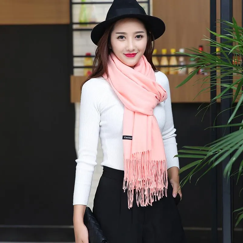 Solid Color Soft Women Scarf Cashmere Scarves Ladies Shawl Wrap Fall Winter Pashmina Unisex