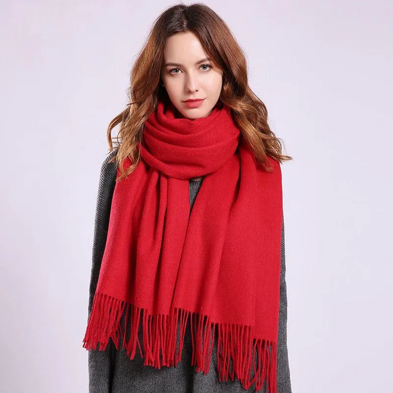 Solid Color Soft Women Scarf Cashmere Scarves Lady Shawl Wrap Autumn Winter Pashmina Unisex Scarf