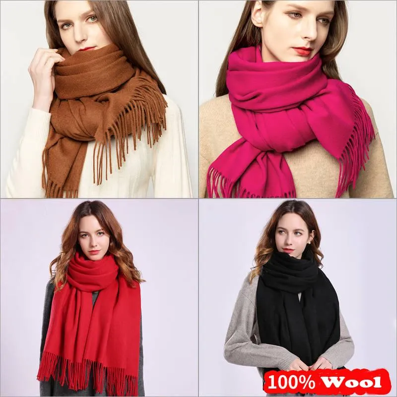 Solid Color Soft Women Scarf Cashmere Scarves Lady Shawl Wrap Autumn Winter Pashmina Unisex Scarf