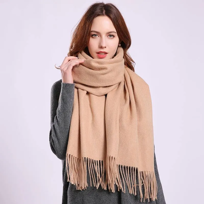 Solid Color Soft Women Scarf Cashmere Scarves Lady Shawl Wrap Autumn Winter Pashmina Unisex Scarf