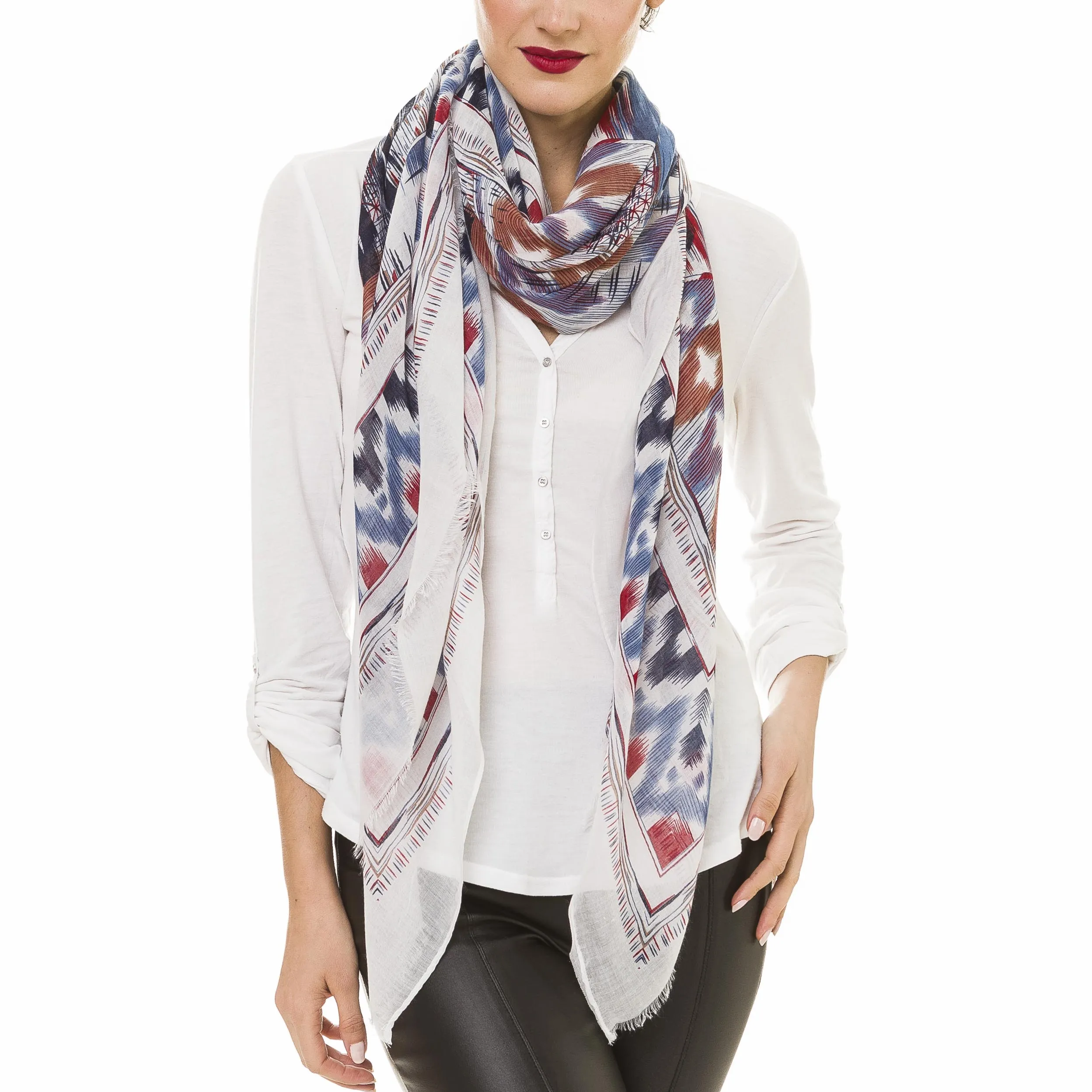 Spanish Design Printed Viscose Scarf (White Elegance)