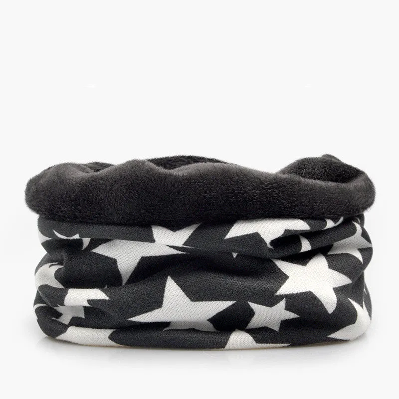 Star Pattern Velvet Lined Beanie Hat Scarf Combo