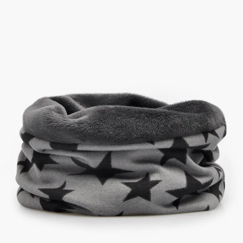 Star Pattern Velvet Lined Beanie Hat Scarf Combo