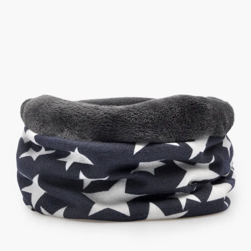 Star Pattern Velvet Lined Beanie Hat Scarf Combo