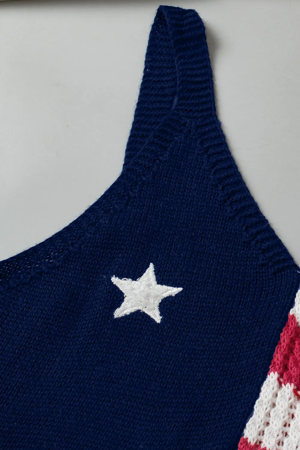 Stars Stripes Flag Pattern Knitted Tank