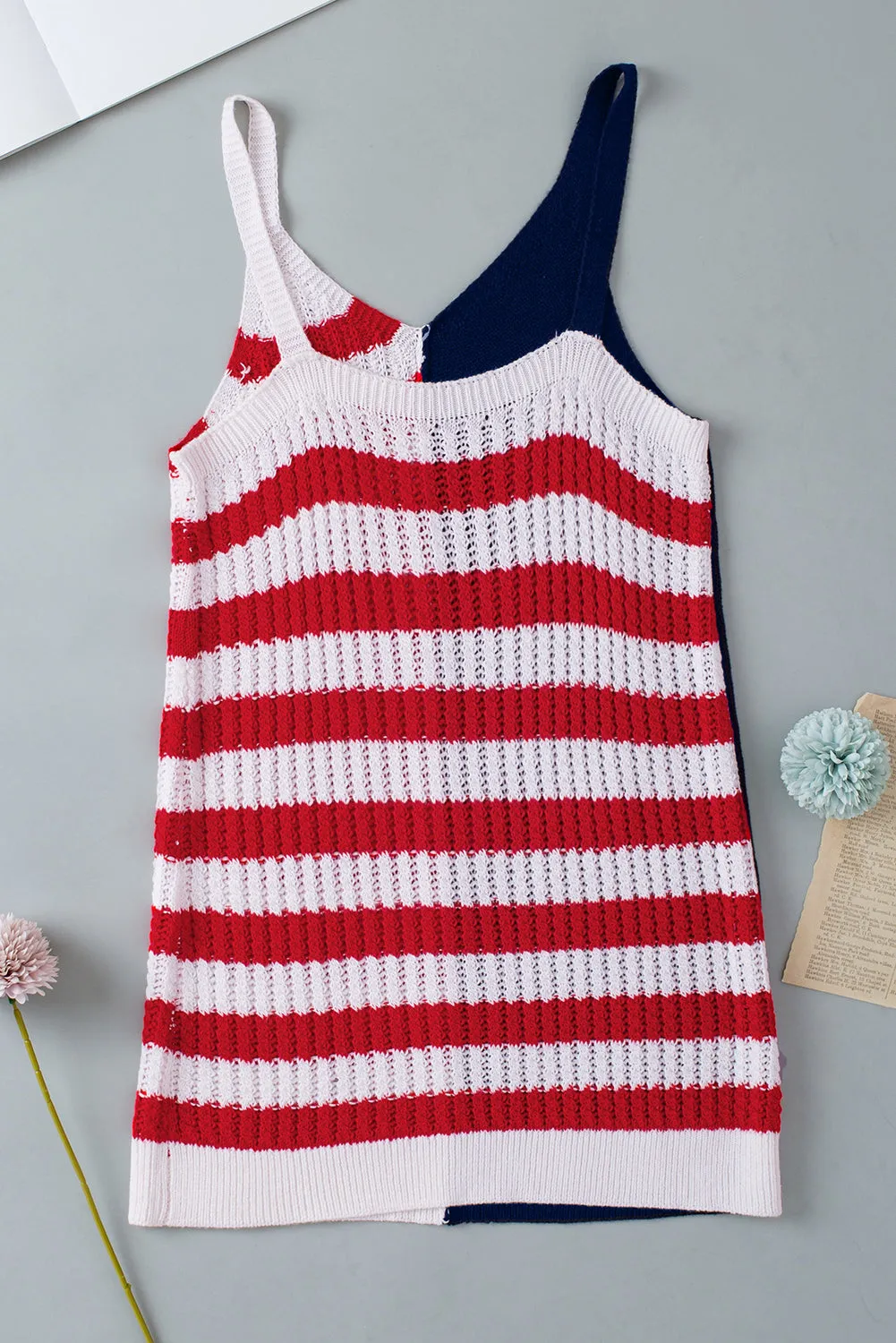 Stars Stripes Flag Pattern Knitted Tank