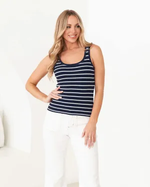 Striped Rib Scoop Neck Tank