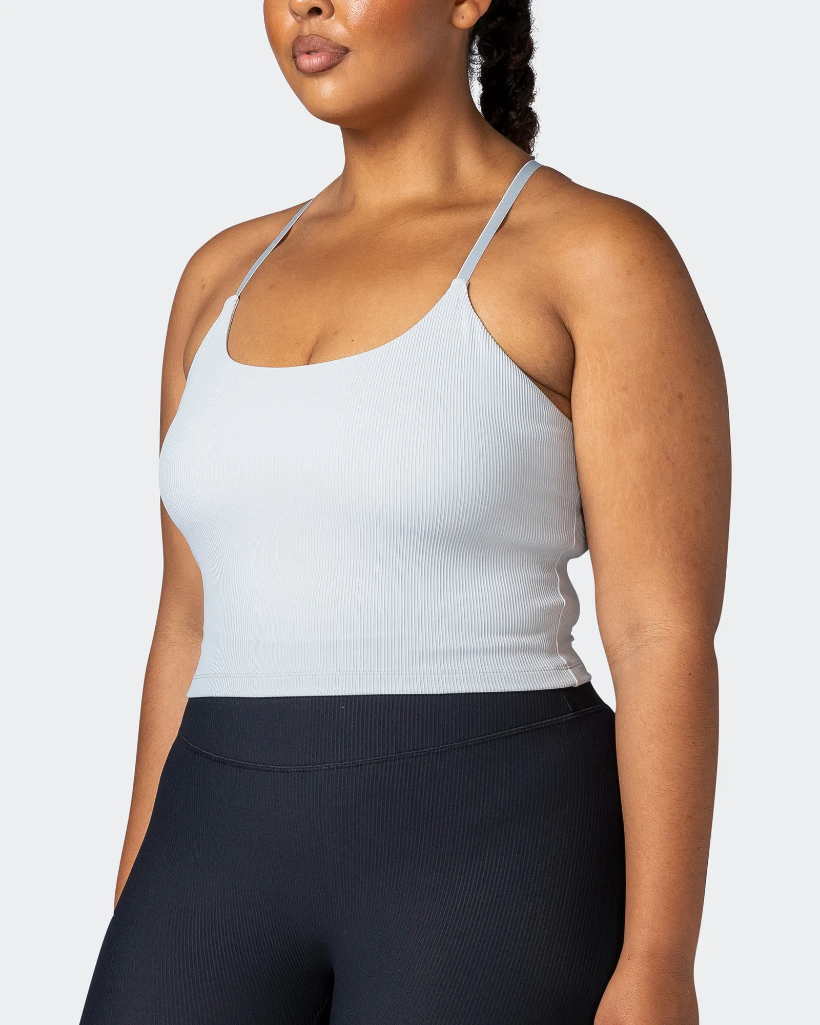 Summertime Rib Cropped Tank - Quiet Grey