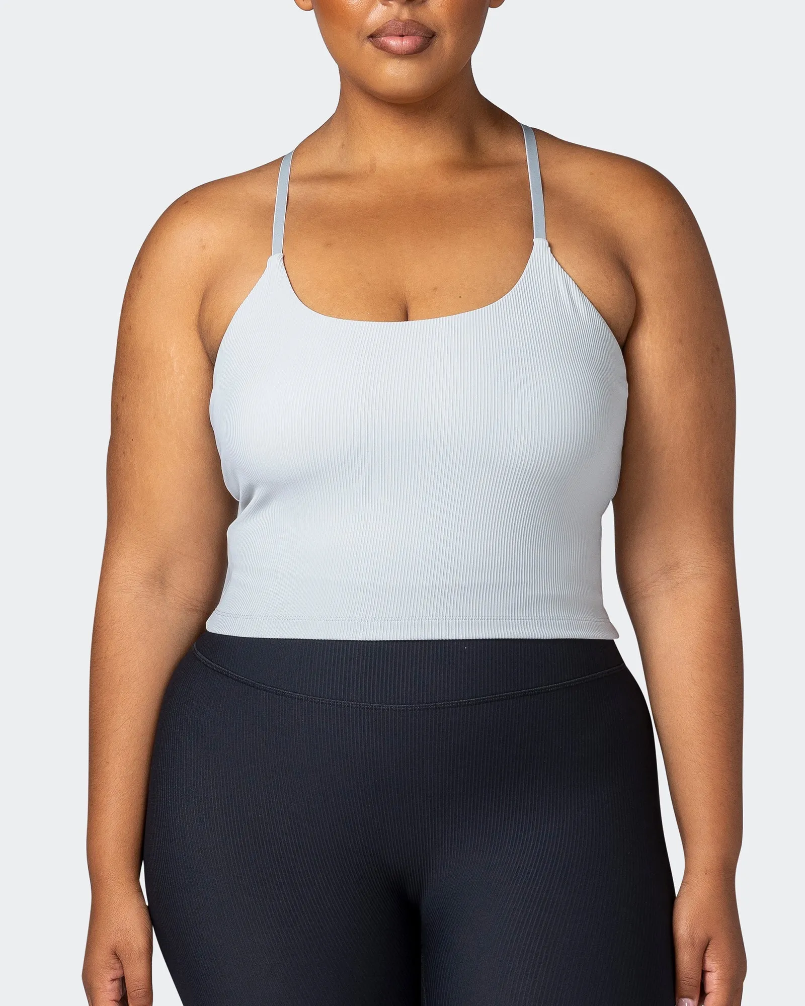 Summertime Rib Cropped Tank - Quiet Grey