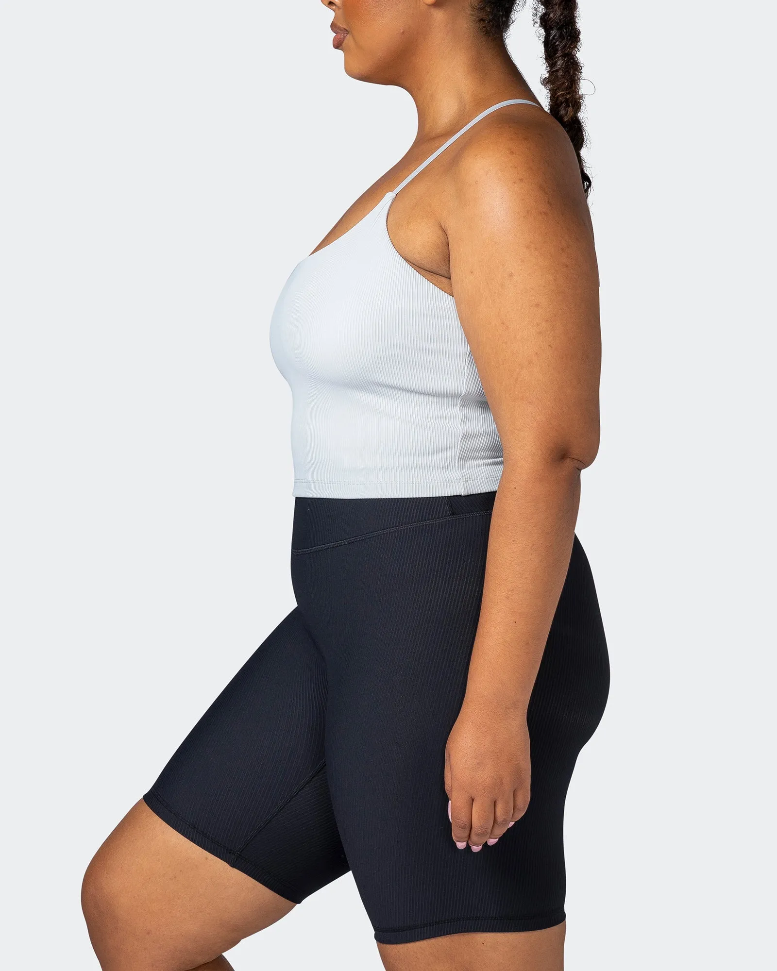 Summertime Rib Cropped Tank - Quiet Grey