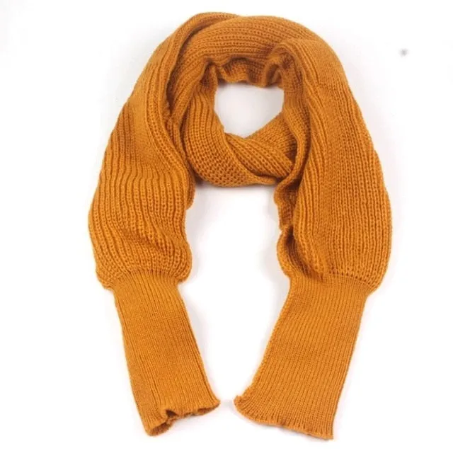 SupSindy European style Winter women long scarf with sleeves wool knitted scarves -Shawl High quality
