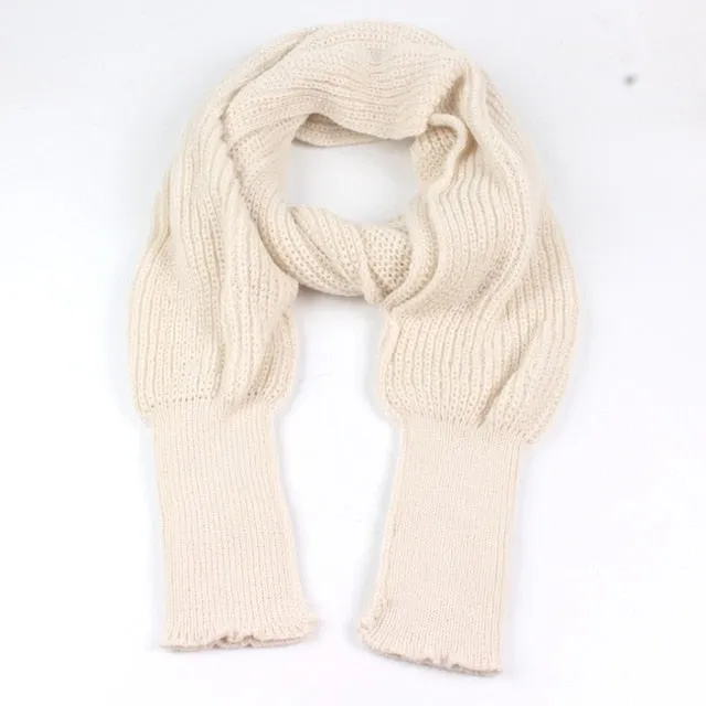 SupSindy European style Winter women long scarf with sleeves wool knitted scarves -Shawl High quality
