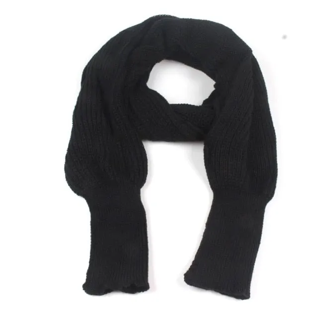 SupSindy European style Winter women long scarf with sleeves wool knitted scarves -Shawl High quality