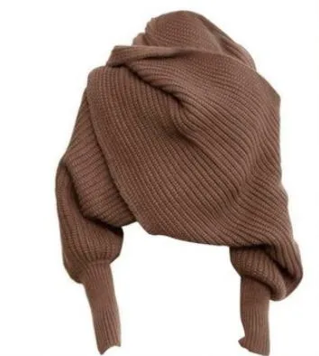 SupSindy European style Winter women long scarf with sleeves wool knitted scarves -Shawl High quality