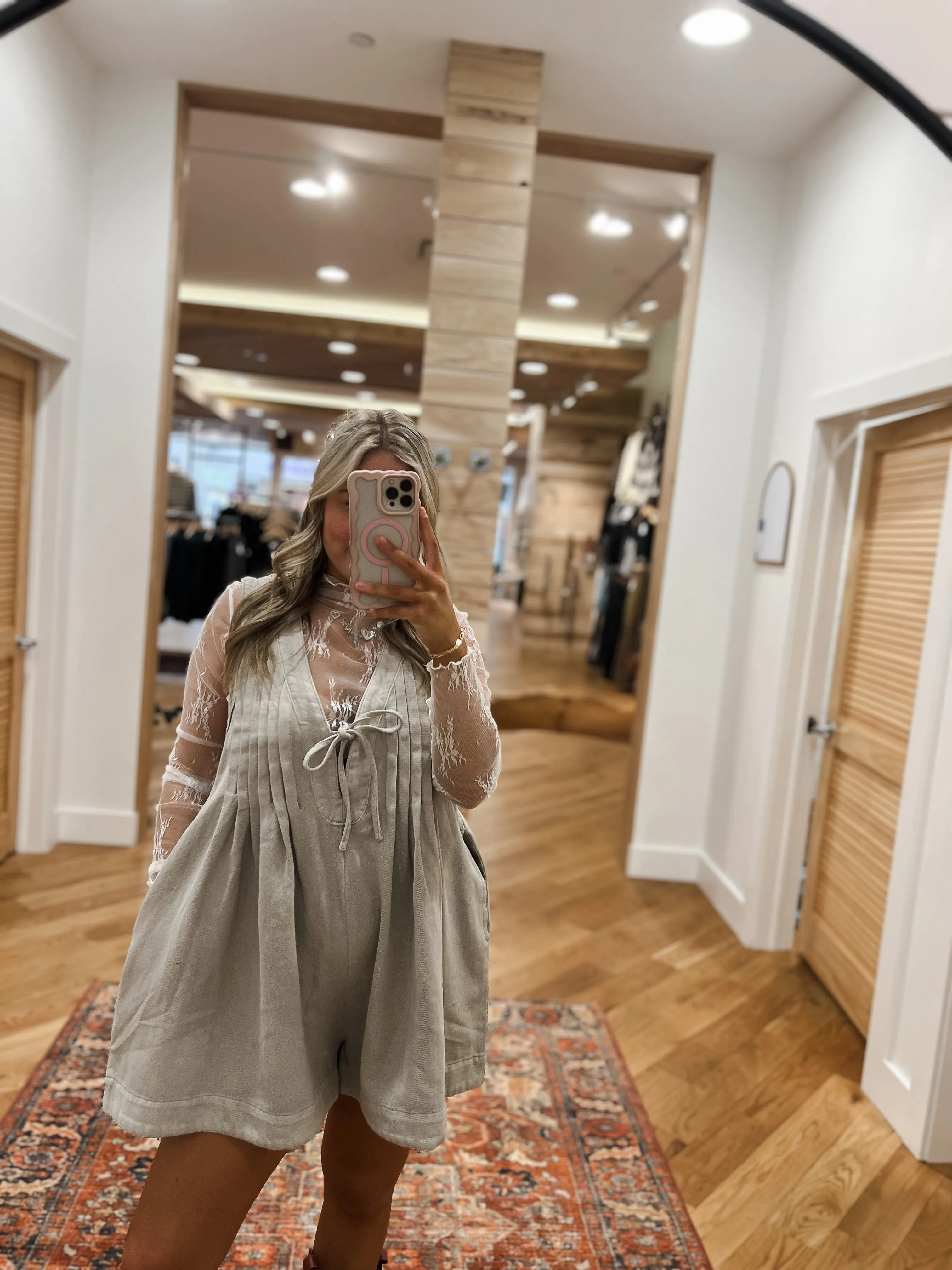 The It Girl Denim Taupe Romper