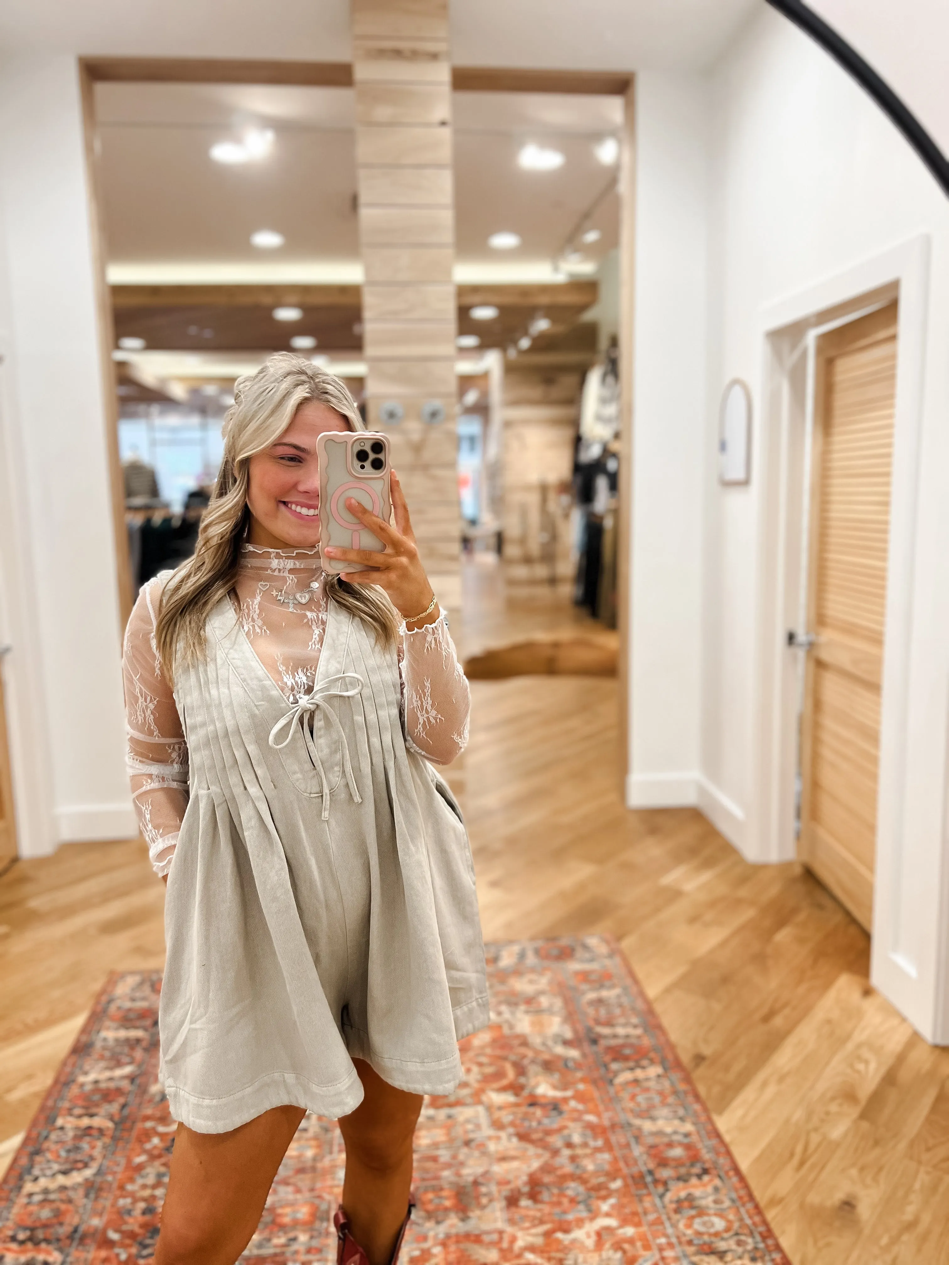 The It Girl Denim Taupe Romper