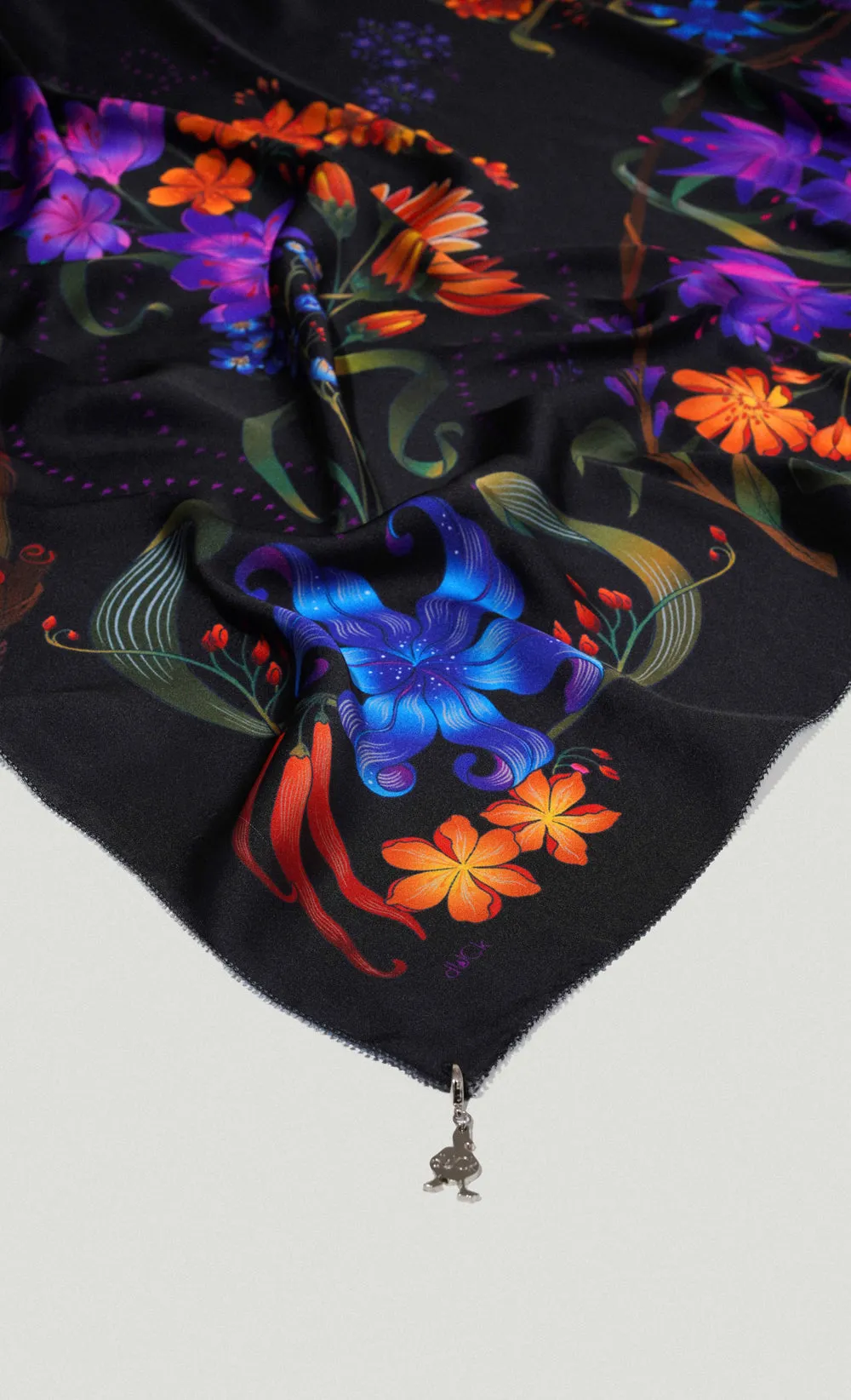 The Spice dUCk Satin Silk Square Scarf in Saffron