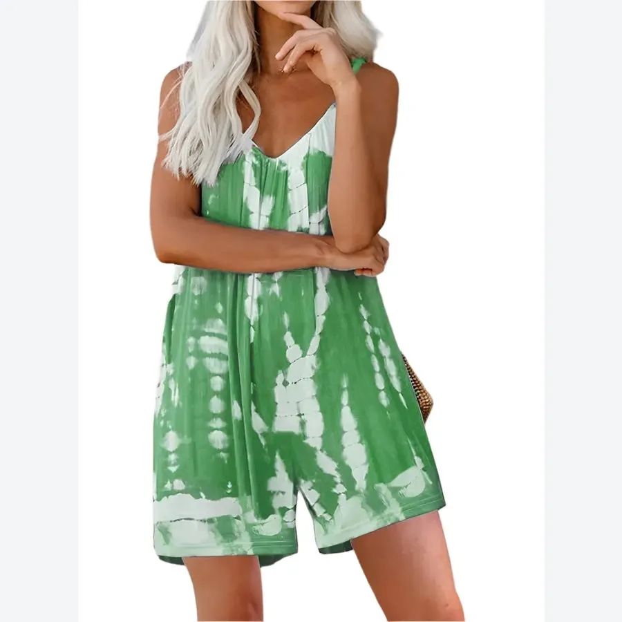 Tie-Dye Sleeveless Relaxed Fit Rompers