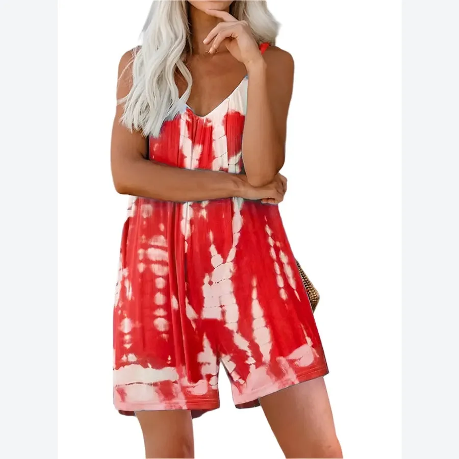 Tie-Dye Sleeveless Relaxed Fit Rompers