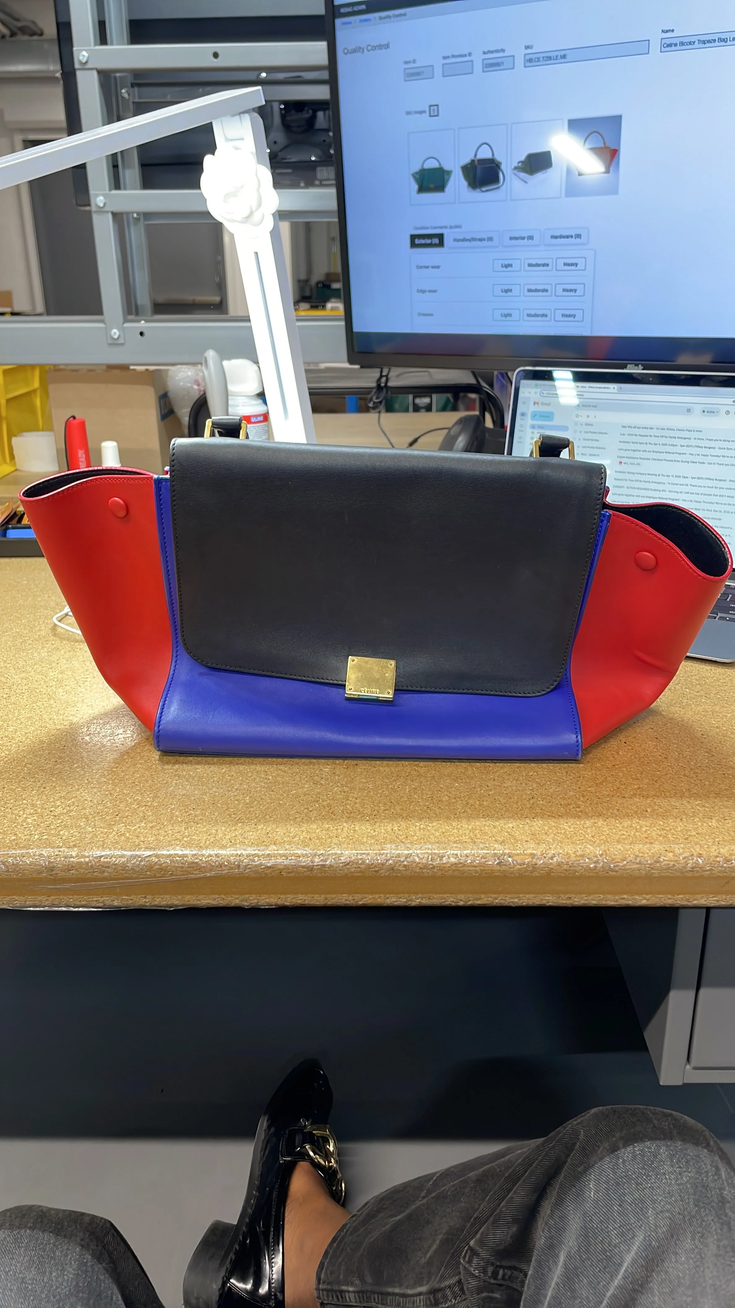 Tricolor Trapeze Bag Leather Medium