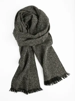 Tweed Emphasize Narrow Scarf - Black and White