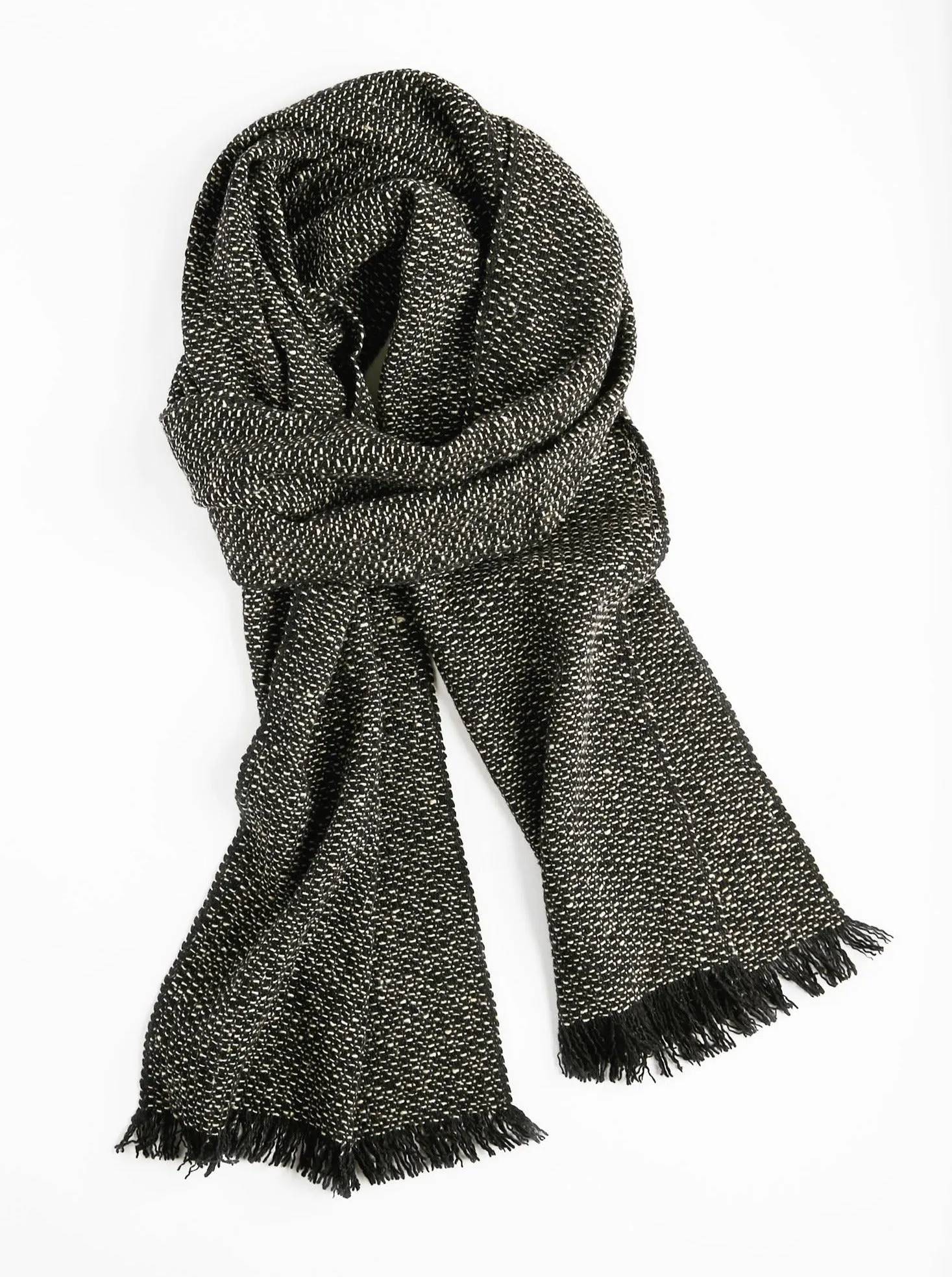 Tweed Emphasize Narrow Scarf - Black and White