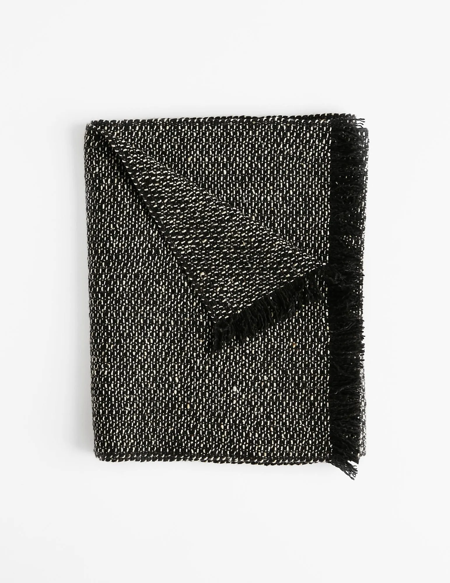 Tweed Emphasize Narrow Scarf - Black and White