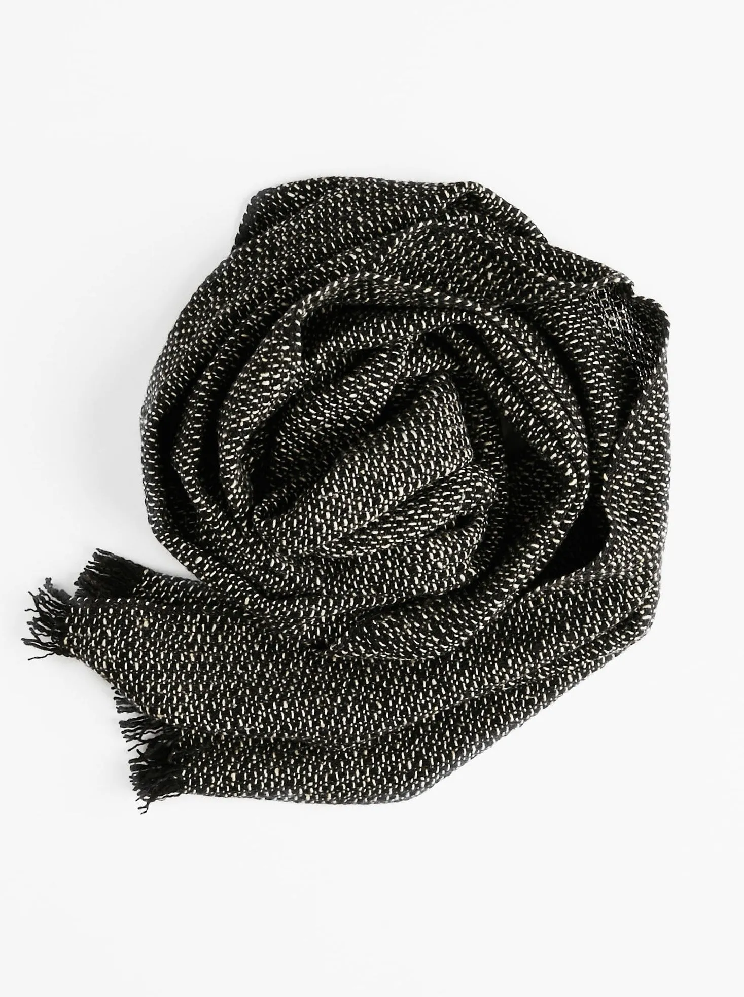Tweed Emphasize Narrow Scarf - Black and White