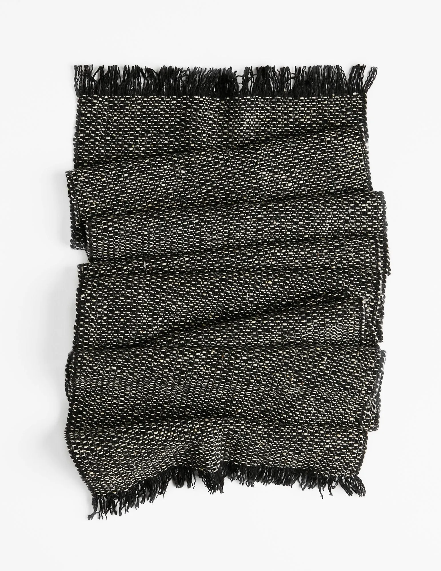 Tweed Emphasize Narrow Scarf - Black and White
