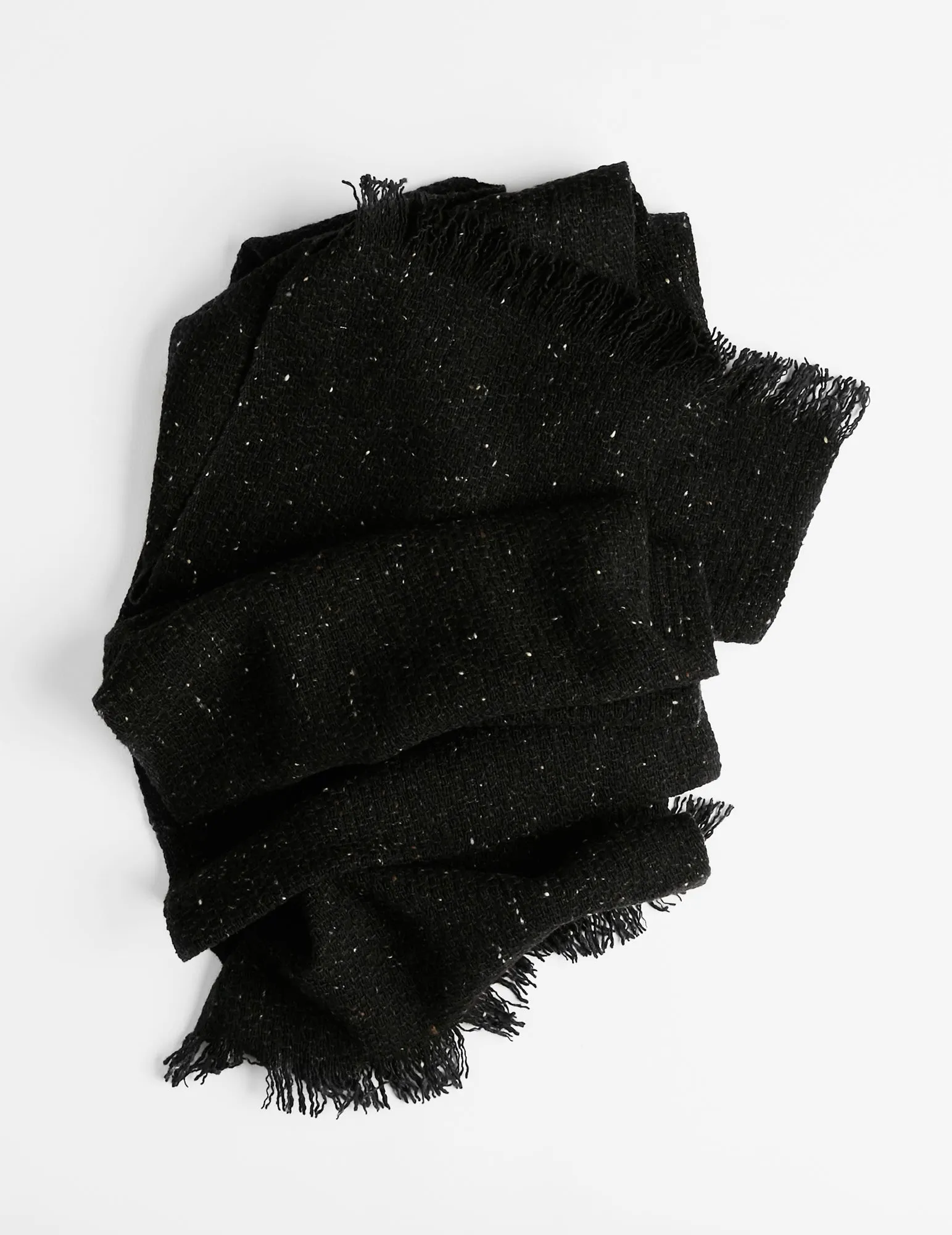 Tweed Emphasize Narrow Scarf - Black