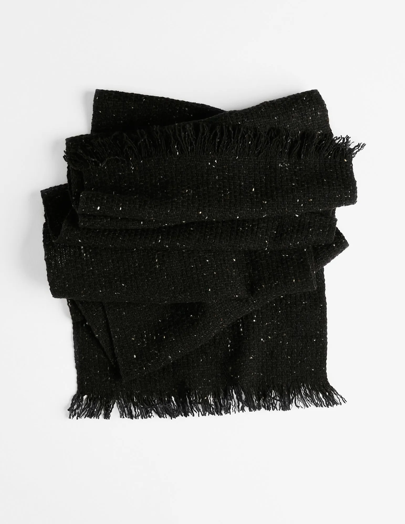 Tweed Emphasize Narrow Scarf - Black