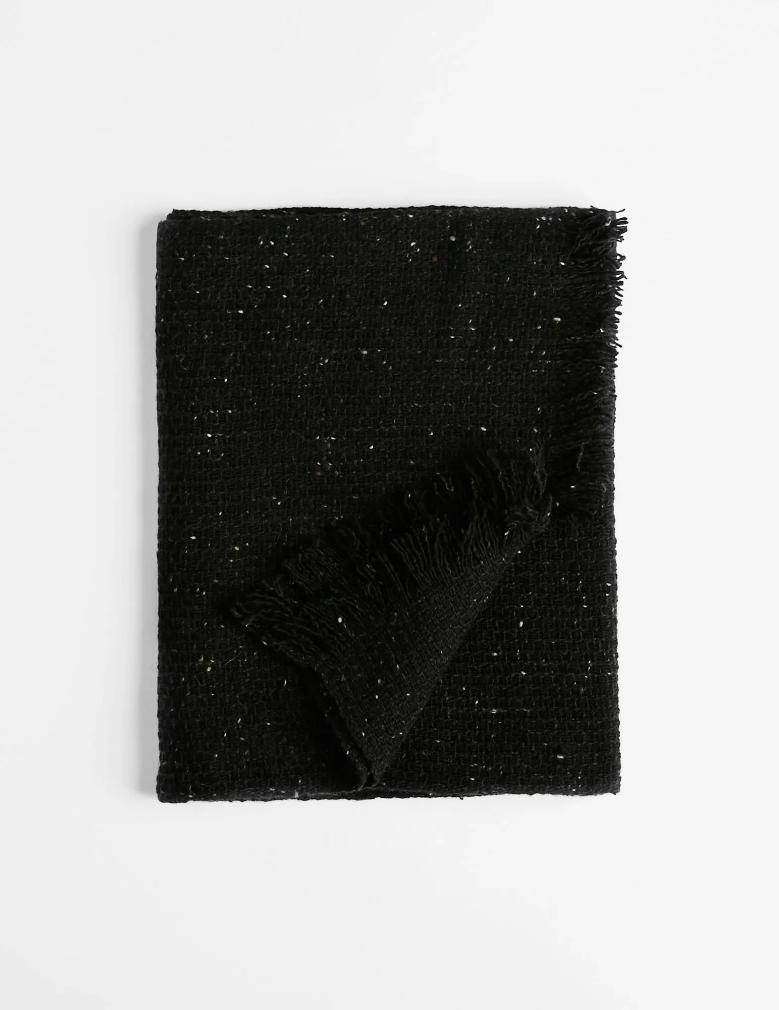 Tweed Emphasize Narrow Scarf - Black