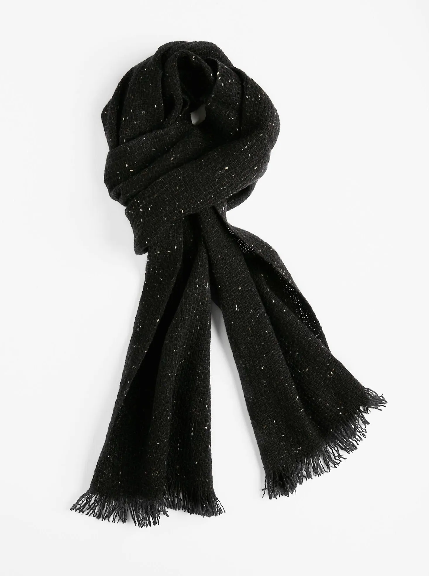 Tweed Emphasize Narrow Scarf - Black