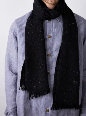 Tweed Emphasize Narrow Scarf - Black