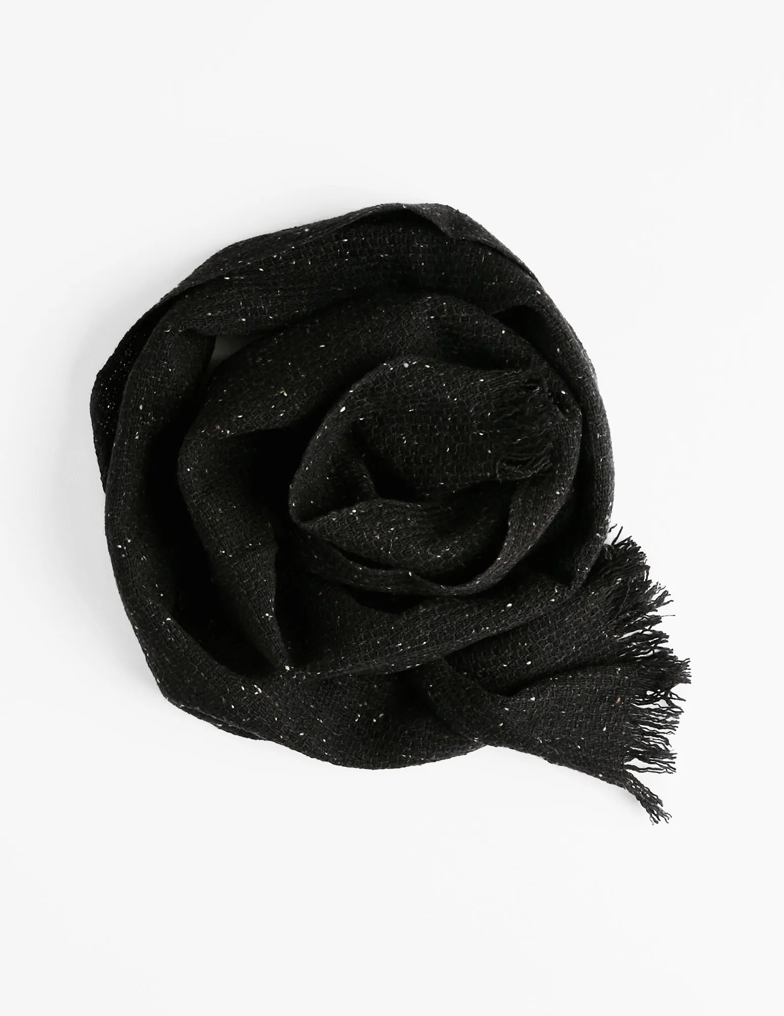 Tweed Emphasize Narrow Scarf - Black
