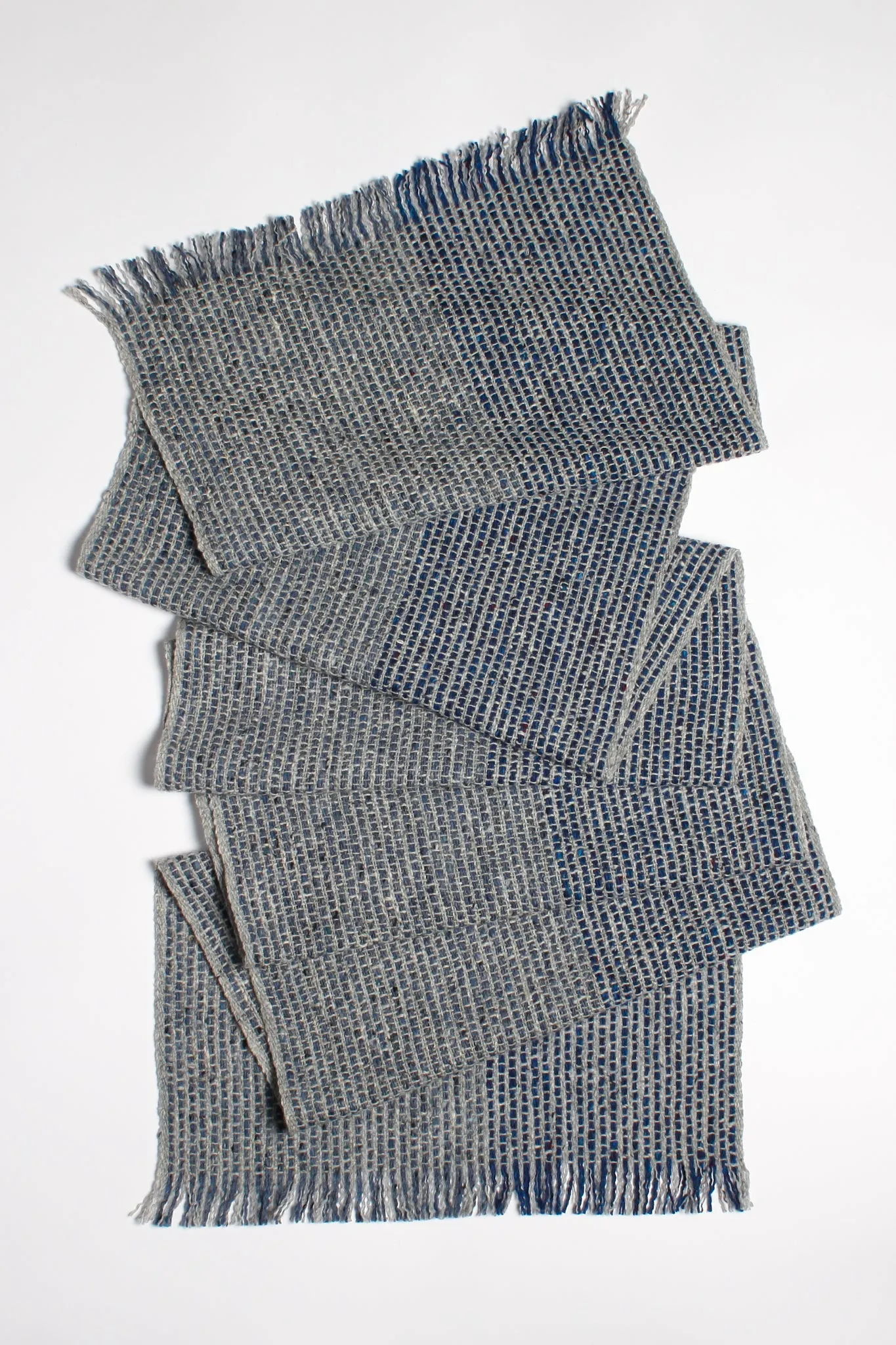 Tweed Emphasize Narrow Scarf - Double Blue