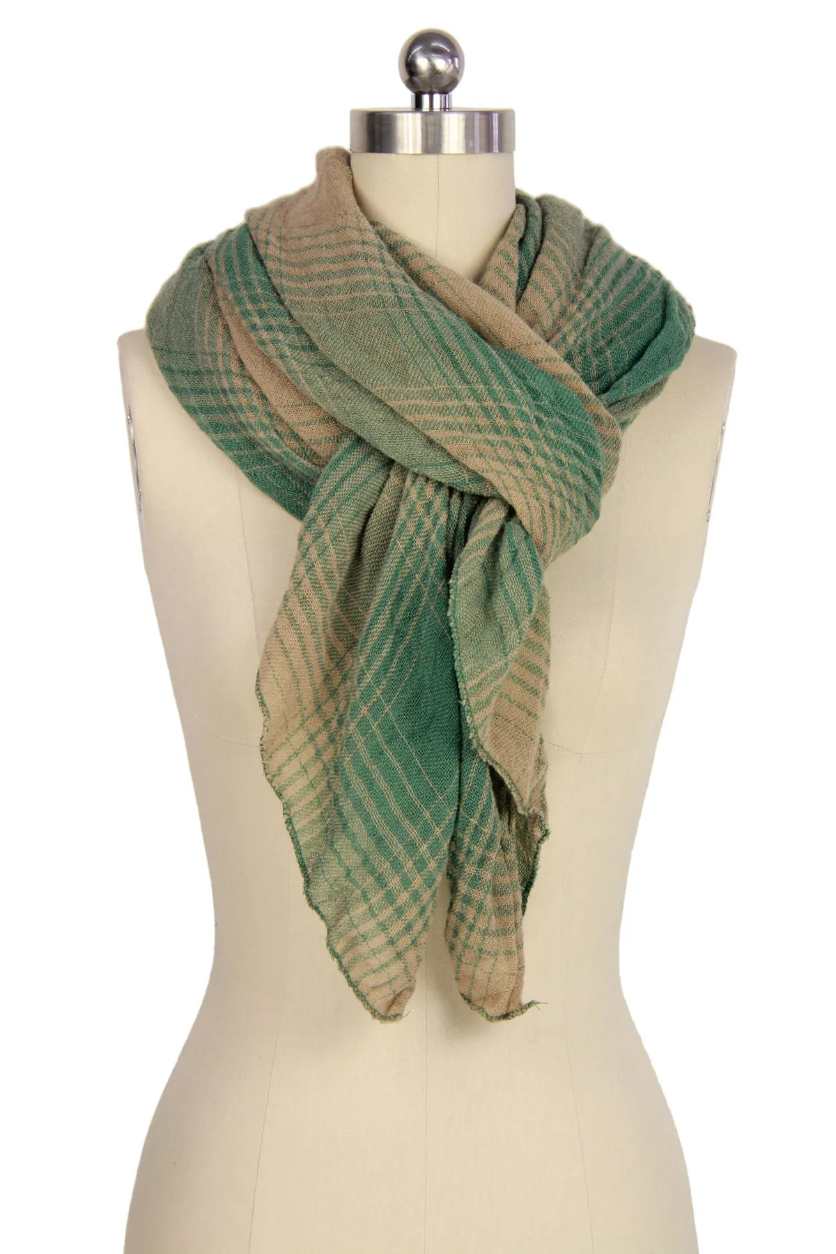 Two Toned Faded Plaid Scarf