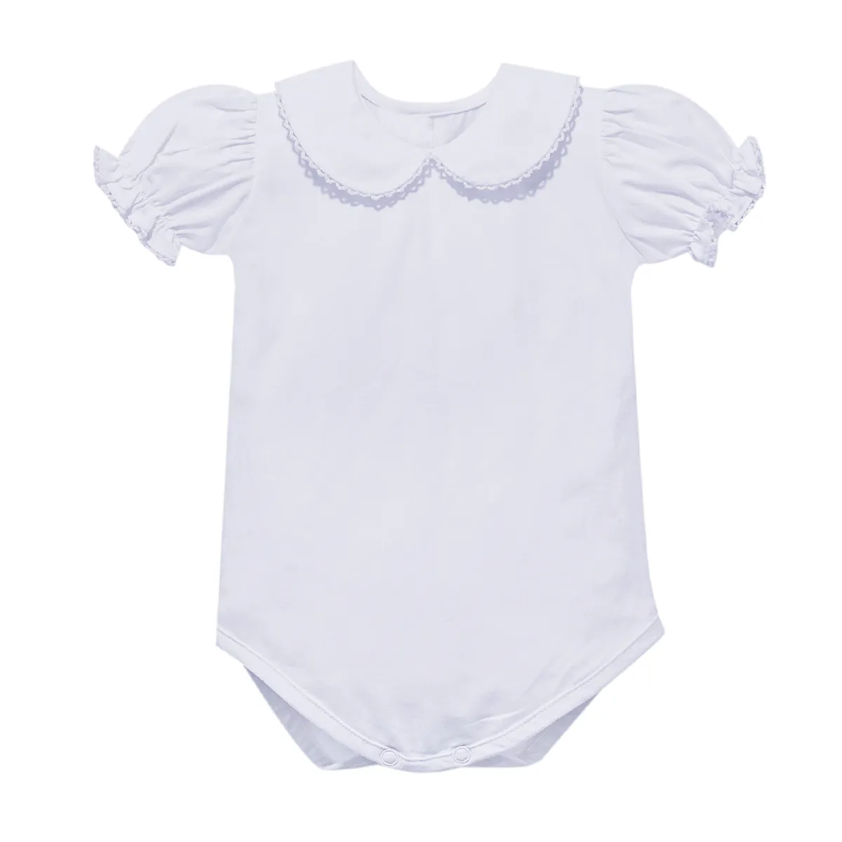 White Picot Short Sleeve Onesie